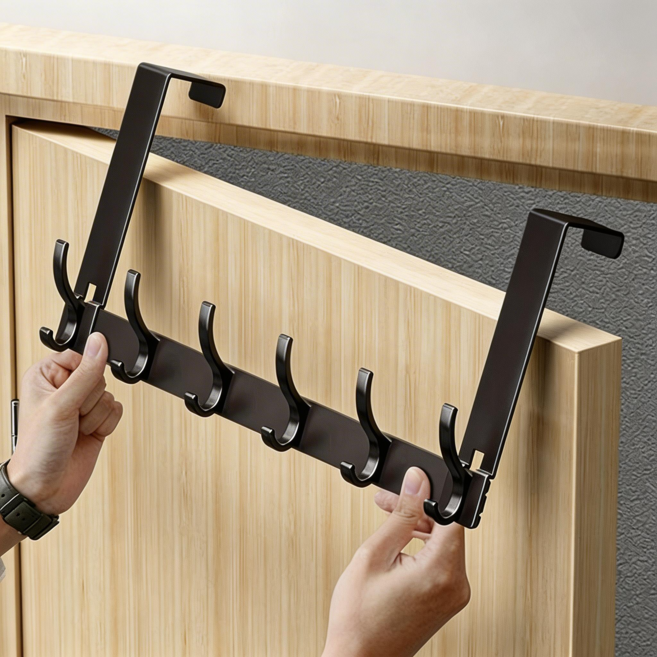 오마땅 문옷걸이 도어행거, 블랙, 1개