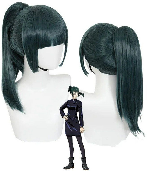 주술회전 젠인마키 코스프레 의상 안경 가발 탑 스커트 풀 세트 할로윈 파티 유니폼