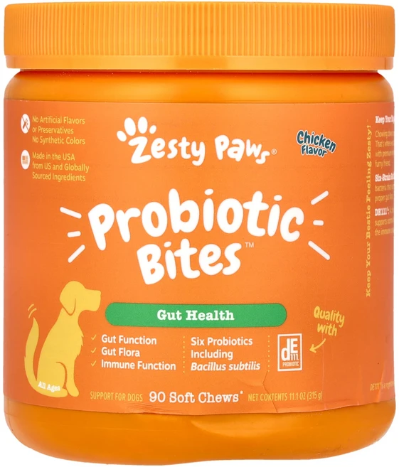 Zesty Paws 프로바이오틱 바이츠 반려견용 모든 연령 닭고기 소프트츄 90개 315g(11.1oz), ZestyPaws프로바이오틱바이츠반려견용모든연령닭고기소, 1개 - 쿠팡