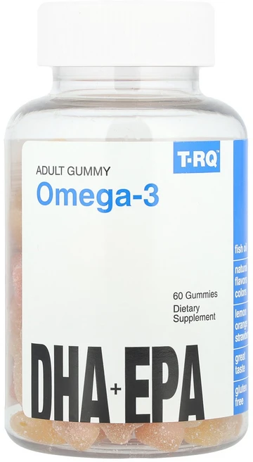 티알큐 106183 성인용 구미젤리 오메가3 DHA EPA 레몬 오렌지 딸기 60개, 60정, 1개 - 쿠팡