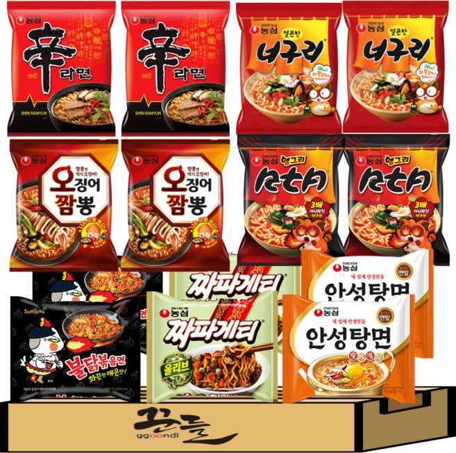 국민 봉지라면 베스트 조합 7종 세트C(신라면+너구리+안성+짜파+불닭+앵그리너구리+오짬)