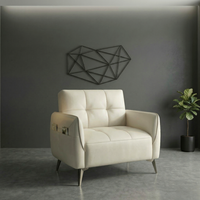 베아트룸 각도조절 2인용 가죽소파 120cm BRL16, 아이보리