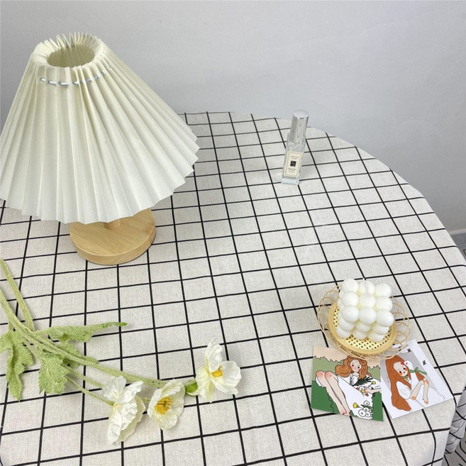 아지랩 모던 빈티지 미니 식탁보, 1개, 60 x 90cm, 흰색 격자 무늬