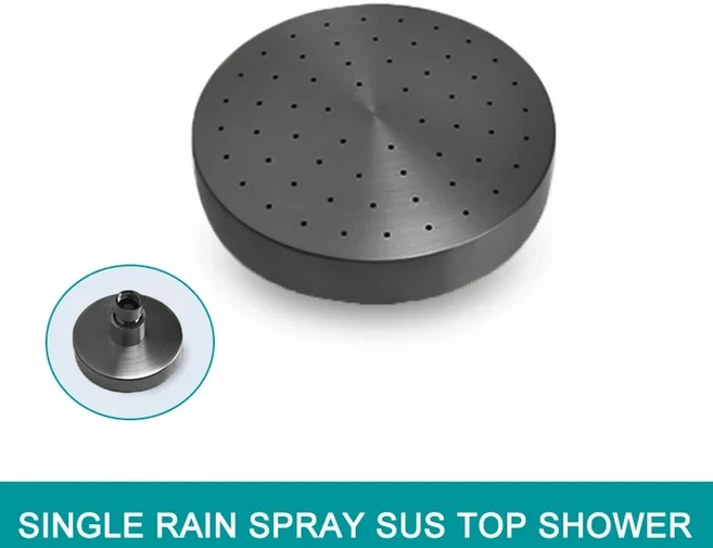 브러시드 니켈 로즈 골드 고압 샤워 헤드 4인치 레인 샤워 G1/2 조절 가능한 욕실 샤워 헤드 스프레이 샤워, 05 Gray Shower only