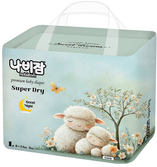 [체험팩] 나비잠 기저귀 슈퍼드라이 오버나이트 팬티 3장 샘플, 3매, 대형(L)