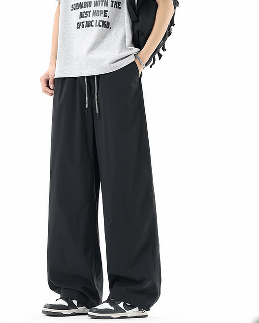 美式潮牌寬鬆運動休閒長褲 - 春季速乾闊腿褲