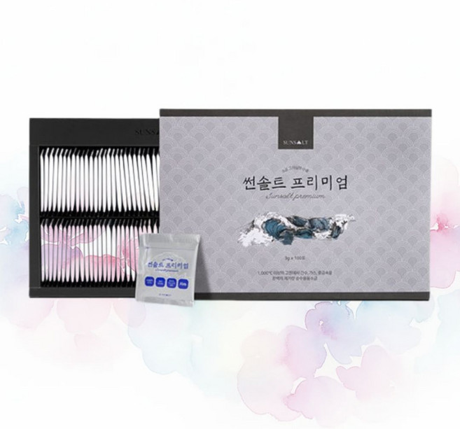 미FDA 검사필 순도 99.9% 국내산 명품 용융소금 썬솔트 프리미엄 3g 100포, 100개