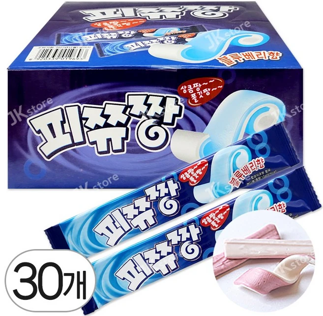 피쮸짱 블루베리향 새콤 쫀득 달콤 츄잉캔디 사탕 간식 카라멜, 14g, 30개 - 쿠팡