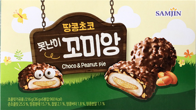 삼진식품 땅콩초코 못난이 꼬미앙 파이 6p, 216g, 2개