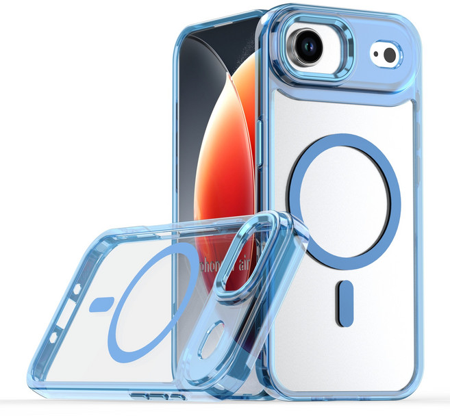 金屬按鍵硬背軟邊透明殼 TPU氣墊手機殼