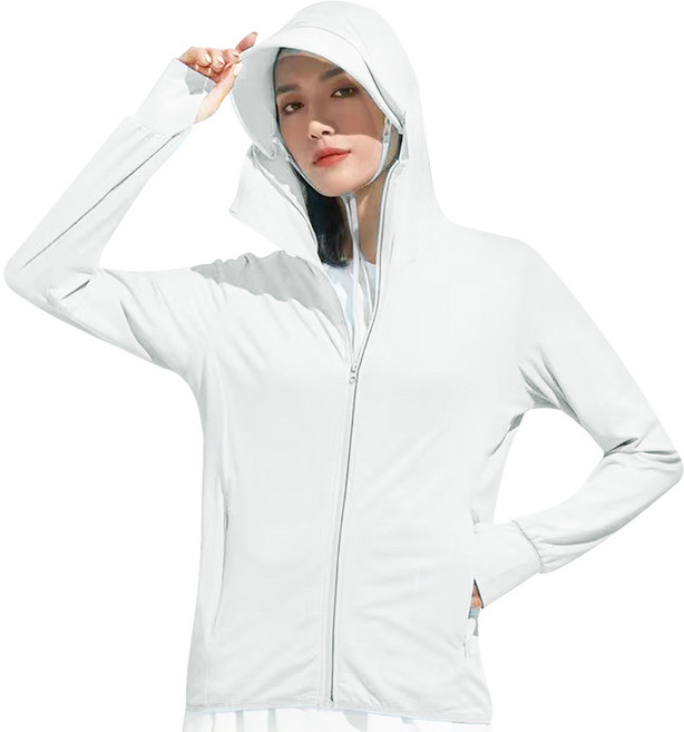 Modern Fashion 남녀공용 비치웨어 쿨링 자켓 커플룩 후드 집업 E10, 2XL, 여-아이보리