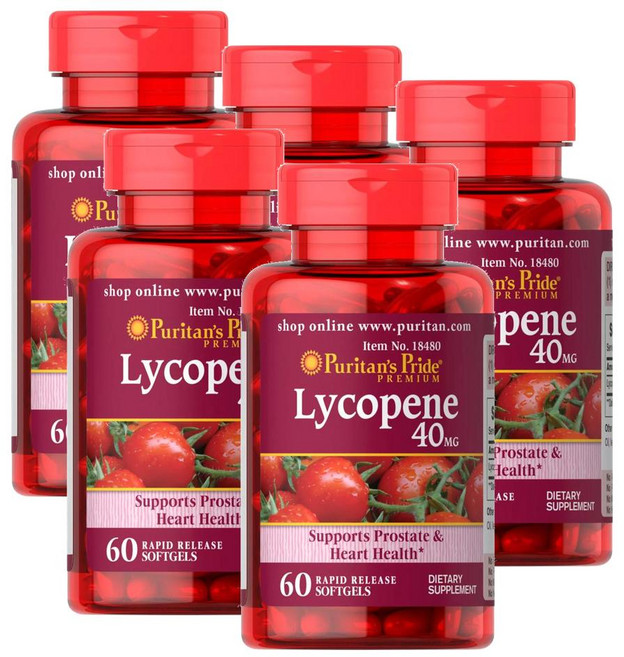 퓨리탄스프라이드 라이코펜 40mg 소프트젤 Puritans Pride Lycopene, 60정, 5개