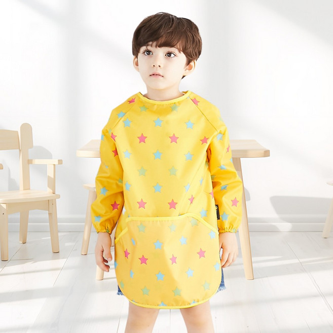 엘리몽 긴소매 유아 미술가운 앞치마 해피스타, 해피스타 옐로우