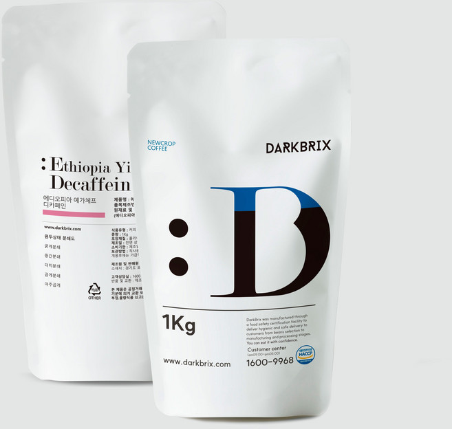 다크브릭스 에티오피아 디카페인, 1개, 500g, 홀빈(분쇄안함)