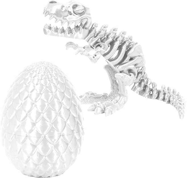 3D 프린트 에그 공룡 모형 인형 피규어 선물 소품 자유관절, 화이트(야광)