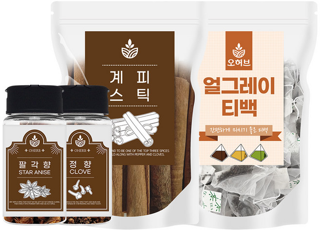 차이티 세트 밀크티 차이티라떼 짜이티 185g (시나몬스틱+팔각향+정향+얼그레이티백), 상세페이지참조, 1개