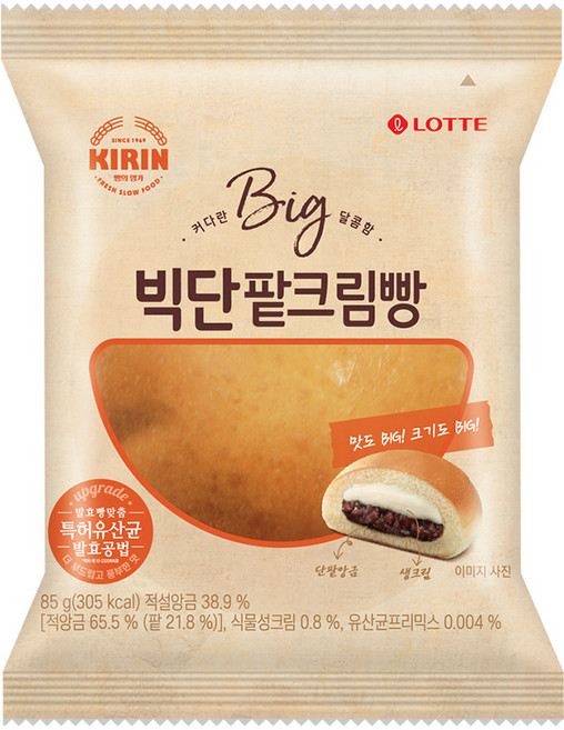 롯데 기린 빅단팥크림빵, 85g, 12개