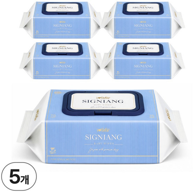 아이러브베베 시그니앙 오블루 아기물티슈 캡형, 75g, 77매, 5개