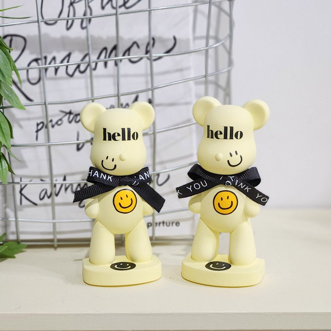 헬로우 스마일 베어브릭 석고방향제(12cm), 클린코튼
