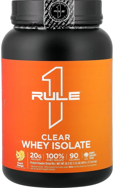 Rule One Proteins Clear Whey Isolate Peach Mango 1.52 lb (689 g), Rule One Proteins, Clear Whey, 1개, 689g - 쿠팡