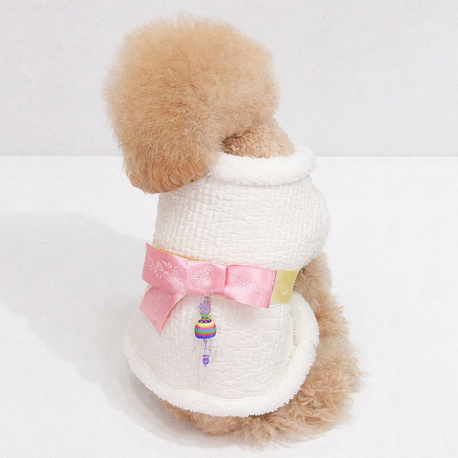 애플애플 털 누빔배자 (강아지한복 싱글멍글 S-3XL), 아이보리, 1개