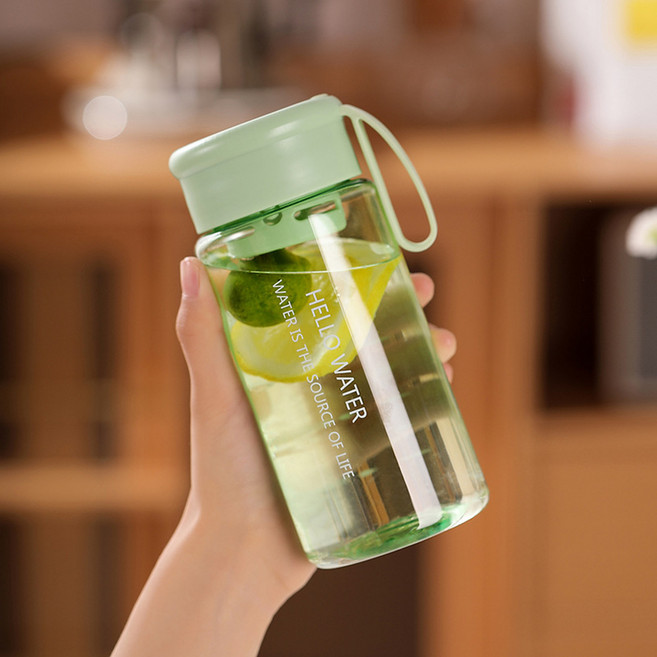 簡約透明茶隔塑膠水杯, 淺綠色600ml, 1套, 600L