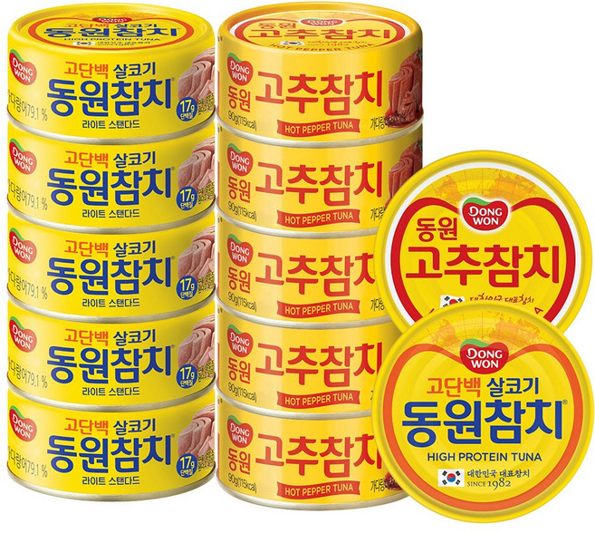 동원참치 90g (살코기6P+고추6P), 1세트, 1.08kg