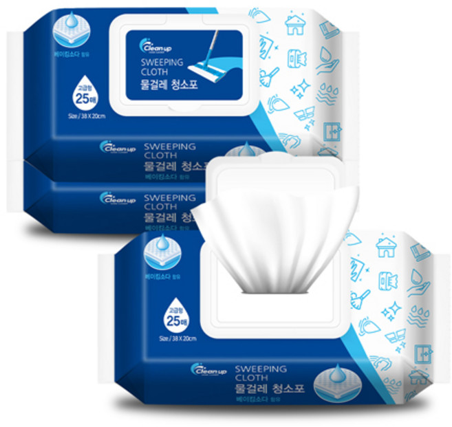 클린업 물걸레 청소포 특대형 25p, 3개