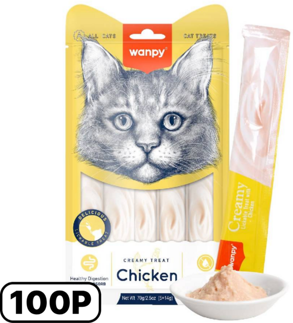 완피 크리미 퓨레 14g x 100P 닭고기 고양이간식, 100개, 닭고기맛