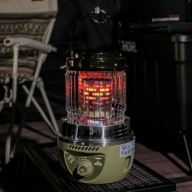 독일 8시간 연속사용 국산 캠핑난로 부탄 가스난로 휴대용 히터, 카키