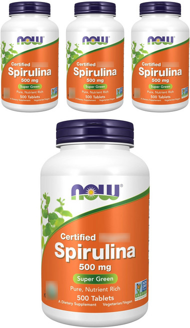 NOW Foods 螺旋藻500mg素食錠, 500顆, 4罐