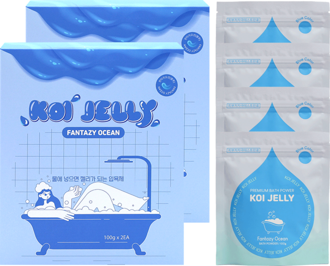 젤리 입욕제 슬라임 목욕놀이 커플 입욕젤 호캉스-코이젤리 1BOX ( ), 판타지오션(블루), 200g, 2개