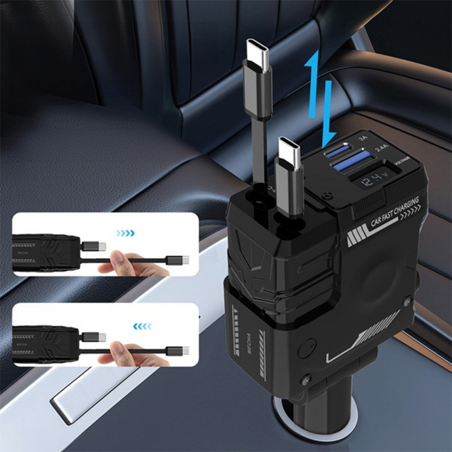 모가비 차량용 릴타입 고속충전기 시거잭 멀티충전기, MOG-160 BK