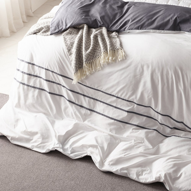 LEO 마이크로화이바 진드기방지 이불커버Q 화이트투톤