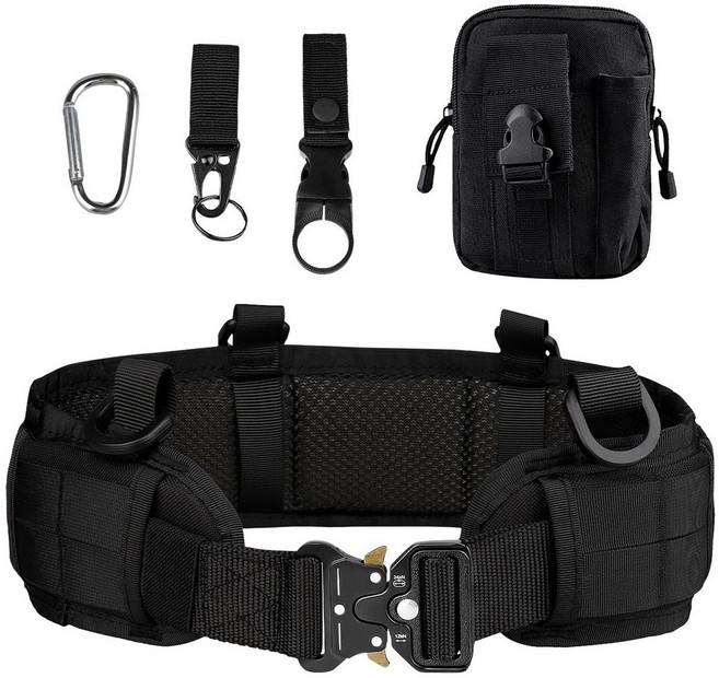 이지유 원터치 다용도 전술 벨트 코브라 택티컬 낚시 등산 작업용, 6종세트 블랙, 1개