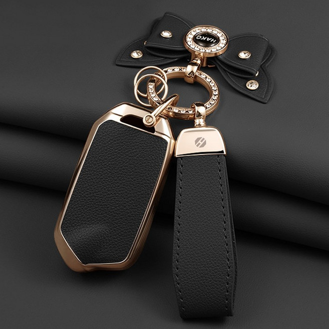 HAKO 소프트 가죽TPU 차키케이스+키홀더+리본 (기아4버튼7버튼호환), K-17(4버튼), 블랙