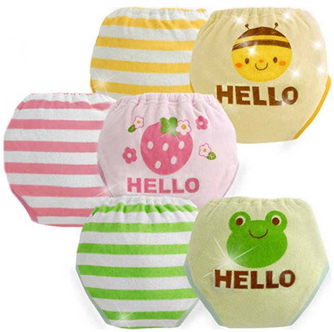 꼬꼬몽 유아 여아 남아 6중 순면 배변훈련팬티 2장세트, 1세트, C 헬로개구리