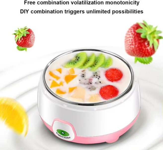 요거트 메이커 요구르트 요플레 제조기 쌀 와인 효소 나토 발효기 미니 전기 자동 다기능 스테인레스 스틸 컨테이너 발효 1L, 1개, 6) Pink - AU