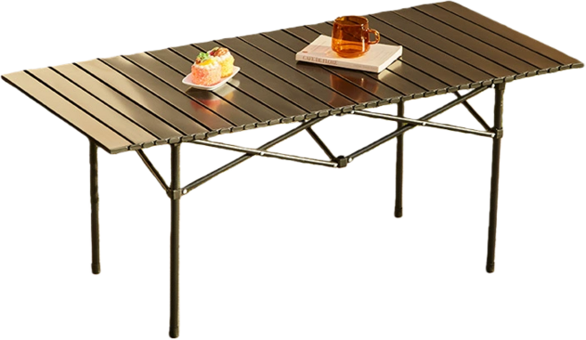 Wivibren 아웃도어 경량 접이식 롤 캠핑 테이블, 블랙