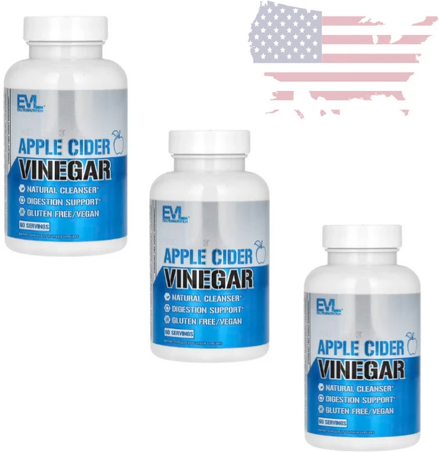 EVLUTIONNUTRITION 클렌즈 모드 사과 사이다 식초 캡슐 60정 2+1 미국정품, 3개 - 쿠팡