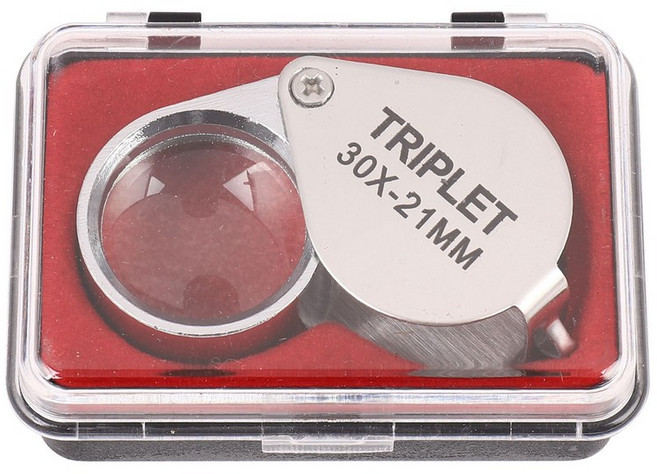 휴대용 30 배 전원 21mm 보석상 돋보기 골드 아이 루페 보석 가게 절묘한 상자와 돋보기, 하나, 하얀색