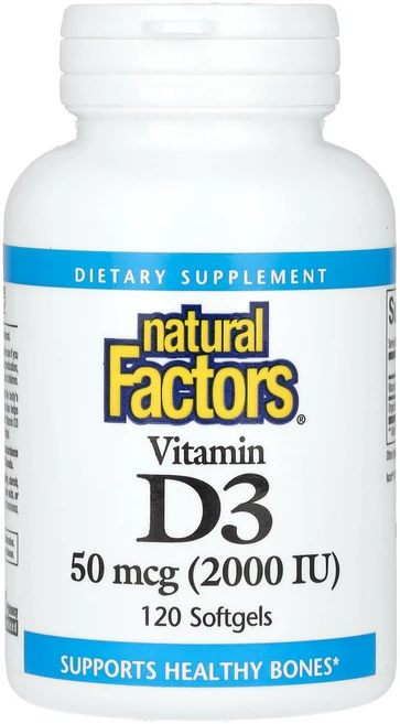 내추럴팩터스 비타민D3 Vitamin D3 50mcg 2000IU 소프트젤 120정, 1개 - 쿠팡