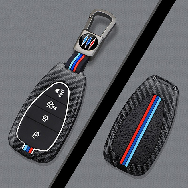 메탈릿 쉐보레 호환 메탈 키케이스 키커버 키링 키홀더 스파크 트랙스 말리부 크루즈 볼트, C-3(4버튼), 카본