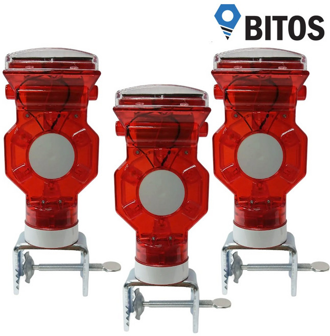 쏠라 LED 경고등 경광등 태양열 충전 휀스용 SM-612, 3개