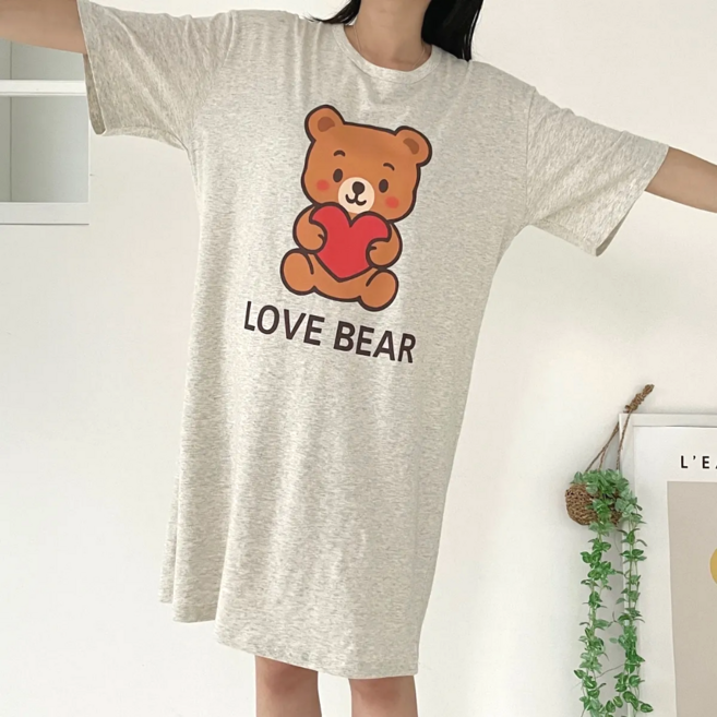 별별모아 반팔 루즈핏 순면 원피스 홈웨어 잠옷 실내복