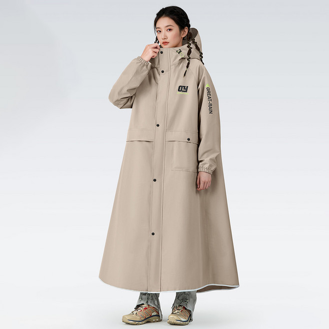 YANGTA 커플 패션 골프 레인코트 등산용 우비 남녀공용 비옷, 1개, 베이지