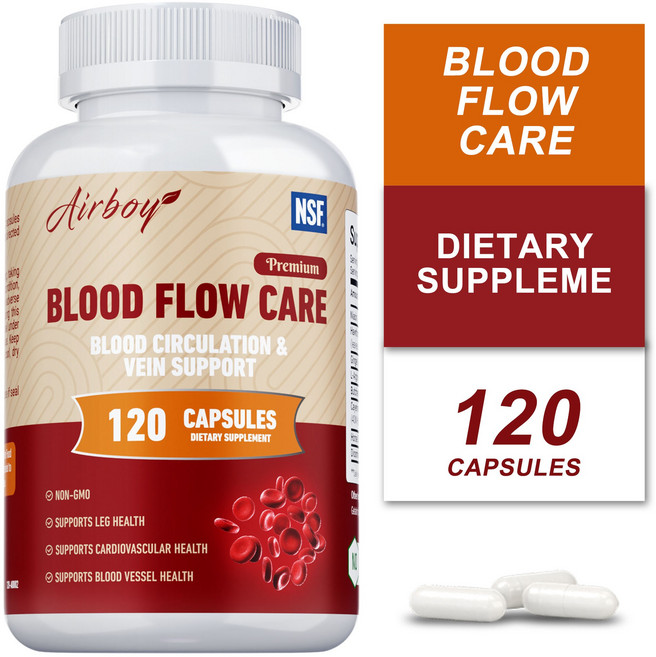 120개입 혈류 관리 - 깨끗한 정맥 혈액 순환 심혈관 건강, 2개, 60정