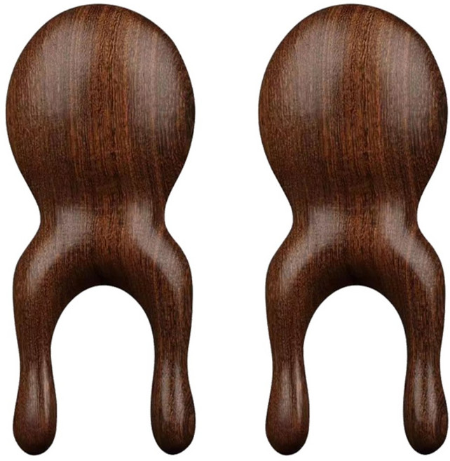 우드 원목 괄사 미니 지압 마사지기, 브라운, 2개