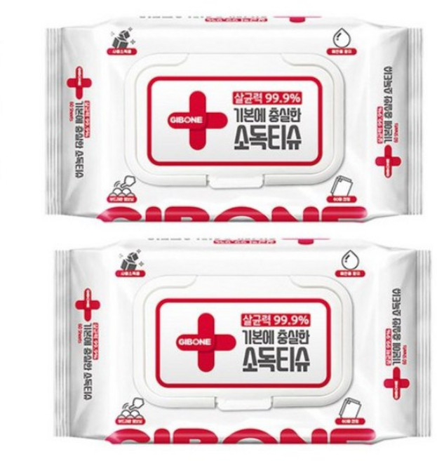 기본에 충실한 소독티슈 캡형 60매, 2개