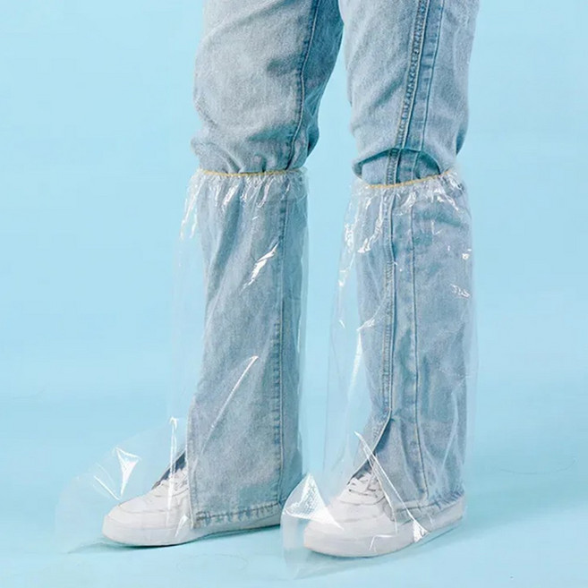 일회용 비닐 신발 방수 덮개 커버 우비 장화 레인슈즈, 20개, 투명 중형(50cmX39cm)